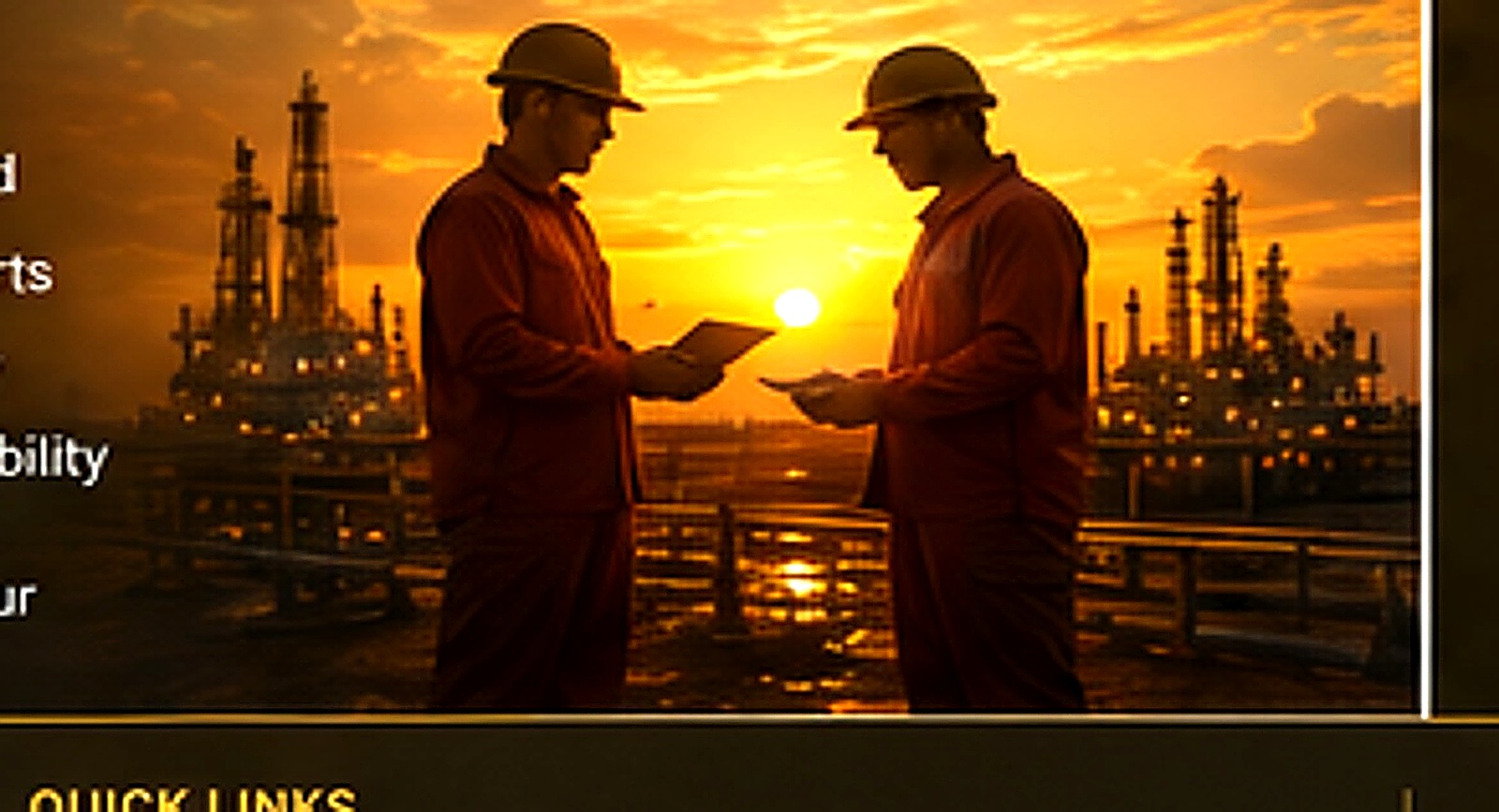 Engineers in hard hats discussing an upstream project